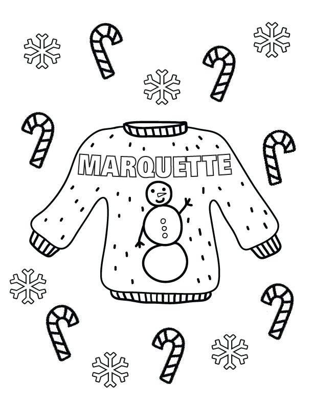 Advent Calendar Coloring Page, Marquette Holiday Sweater