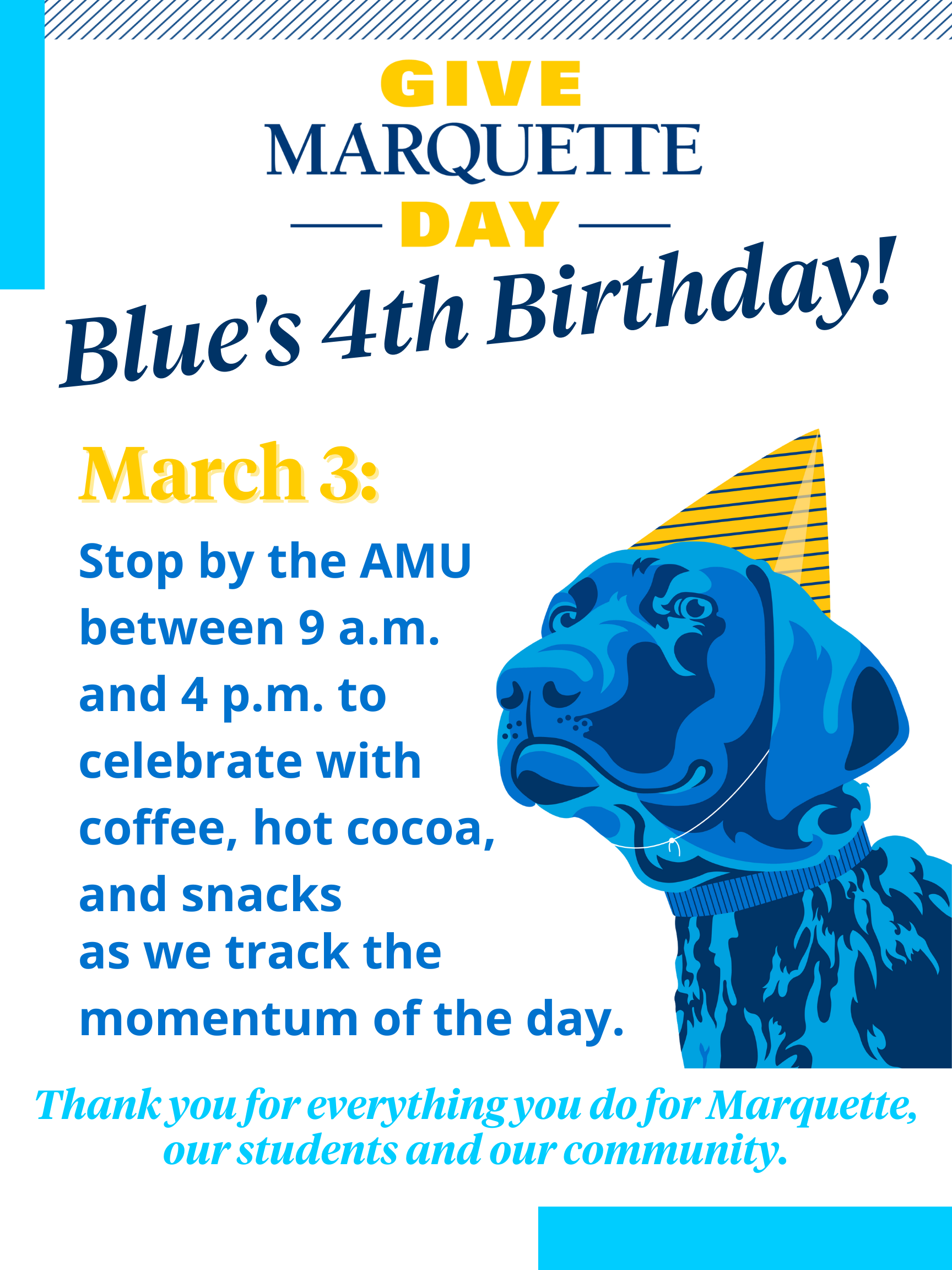 Save the date for Give Marquette Day and Blue's Birthday