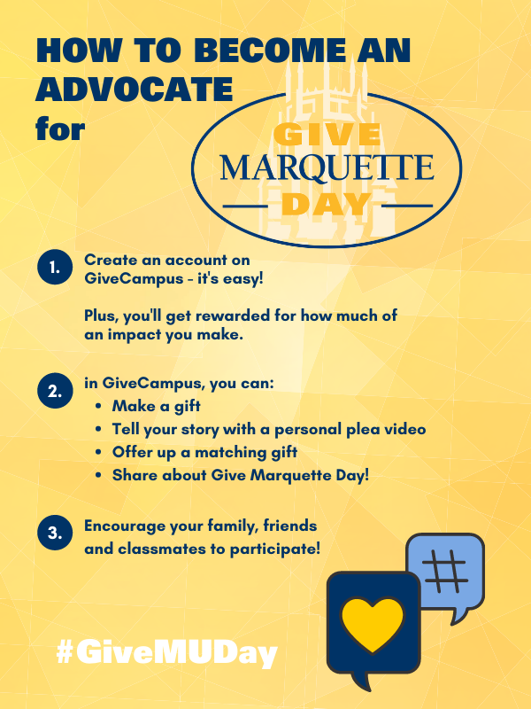 how to become an advocate for Give Marquette Day